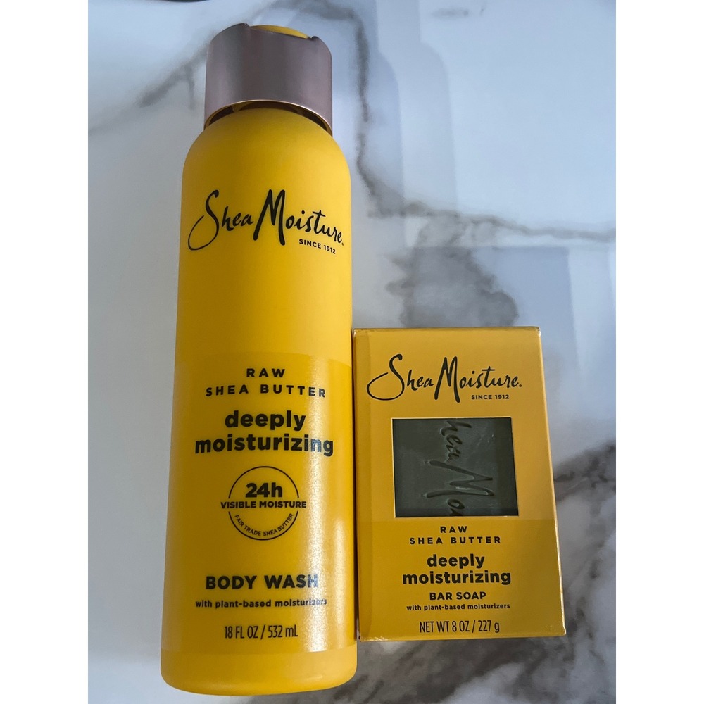 SheaMoisture Raw Shea Butter Deeply Moisturizing Body Wash 18oz & Bar Soap 8oz